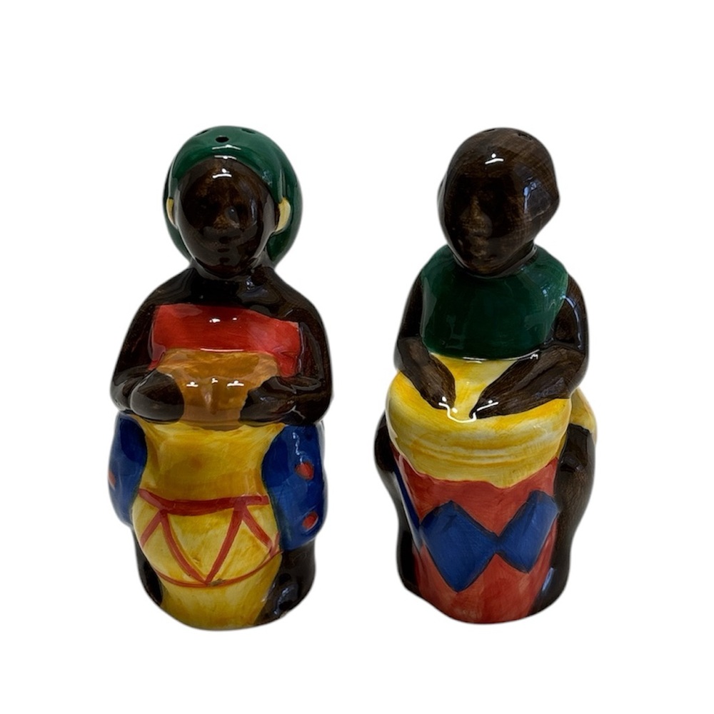 Avon African Black Caribbean Dancers Drummers Salt & Pepper Shakers Ceramic